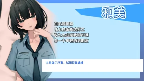蓝色人物介绍页上的和美制服插画与角色文字